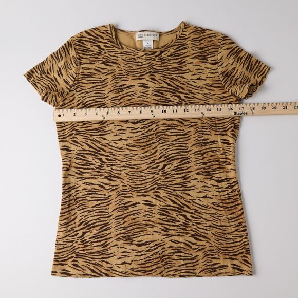 Jones New York Sport T-Shirt Women’s M Tiger Animal Print 100% Cotton Safari Y2K - Picture 3 of 7